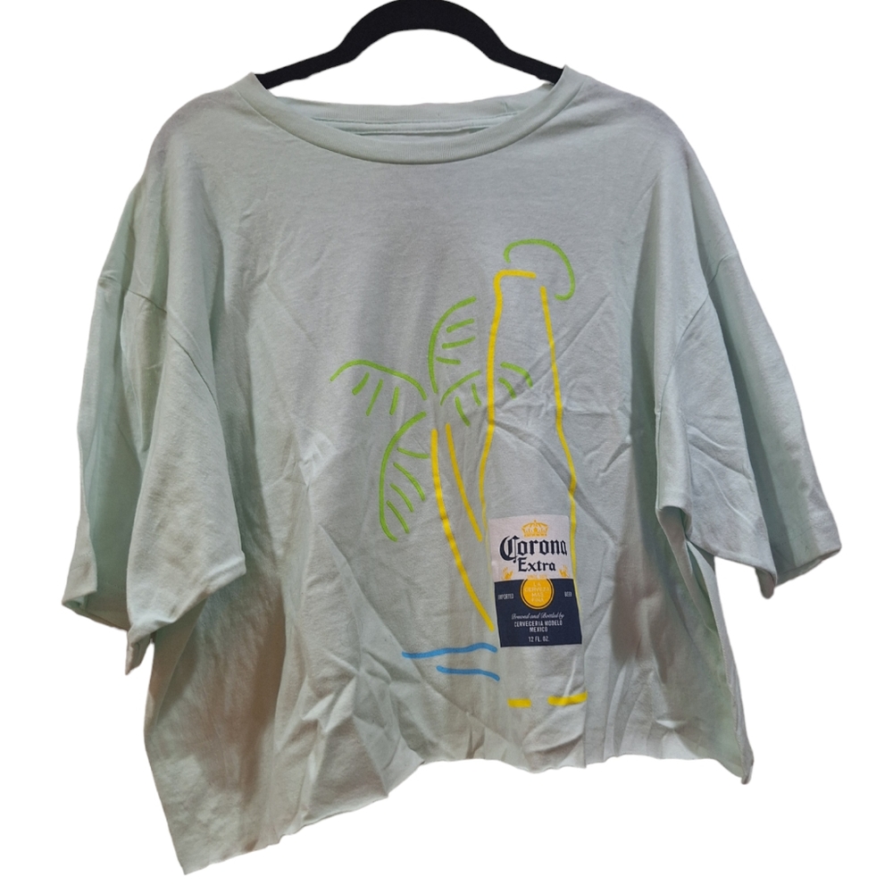 Corona Semi-Cropped T-Shirt Distressed Hem Junior's Size XL NEW - No Tags